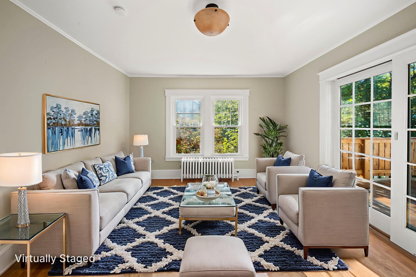 Virtually staged living room